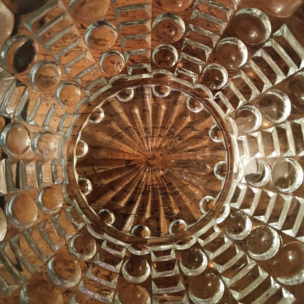 Vintage Anchor Hocking Dots and Bar Clear Pressed Glass Bowl - Picture 2 of 5
